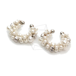 ERG-1972-R【2個入り】パールラウンドイヤーカフ/Pearl Round Earcuffs Earrings 2枚目の画像