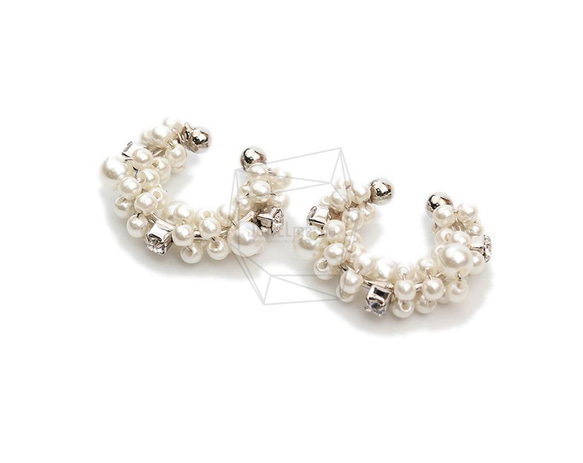 ERG-1972-R【2個入り】パールラウンドイヤーカフ/Pearl Round Earcuffs Earrings 2枚目の画像