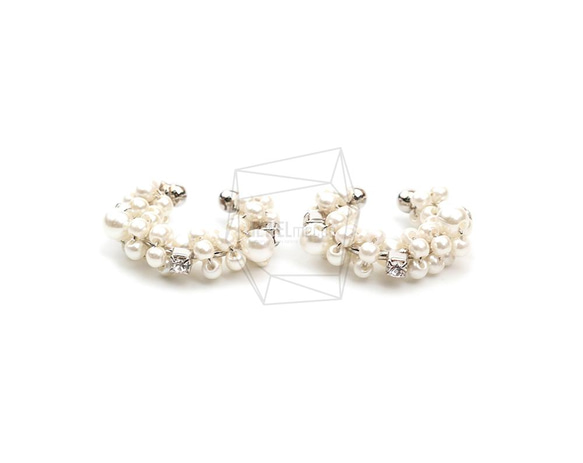 ERG-1972-R【2個入り】パールラウンドイヤーカフ/Pearl Round Earcuffs Earrings 1枚目の画像