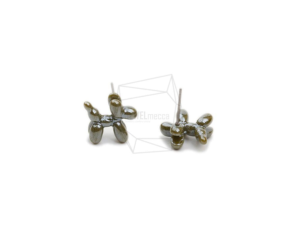 ERG-1976-G [2pieces] Poodle 耳環 / Epoxy poodle Post Earrings 第2張的照片