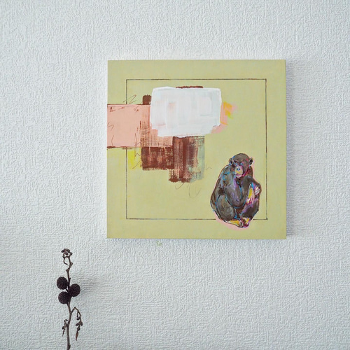 TOMOYA原画100×100cm スプレーアート/チンパンジー抽象肖像画一点物 原画】チンパンジーの絵 絵画 Hang 通販 13425471｜Creema(クリーマ)