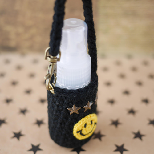 黒×星×ニコちゃん】スプレーボトルホルダー 消毒用アルコール液対応