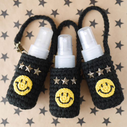 黒×星×ニコちゃん】スプレーボトルホルダー 消毒用アルコール液対応