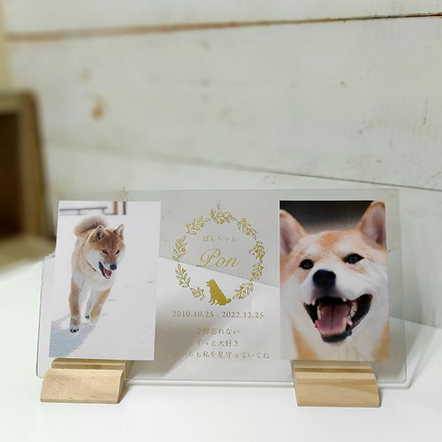 虹の橋】【彫刻】メモリアルフォトフレーム｜ペット｜位牌｜ガラス