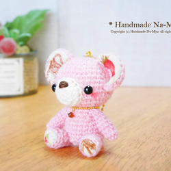 ★即日発送★fabric&wool★クマちゃん（桜）No.2／約8cm 3枚目の画像