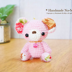 ★即日発送★fabric&wool★クマちゃん（桜）No.3／約8cm 1枚目の画像