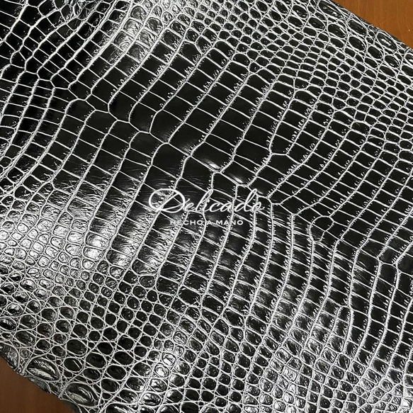 クロコダイル ブラック ネイビー ×　シルバー マネークリップ 12枚目の画像