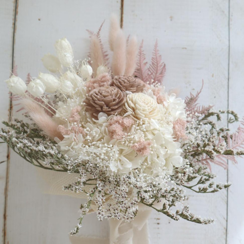 シャビィスタイルブーケ：ショコラ：ブートニアセットバージョン