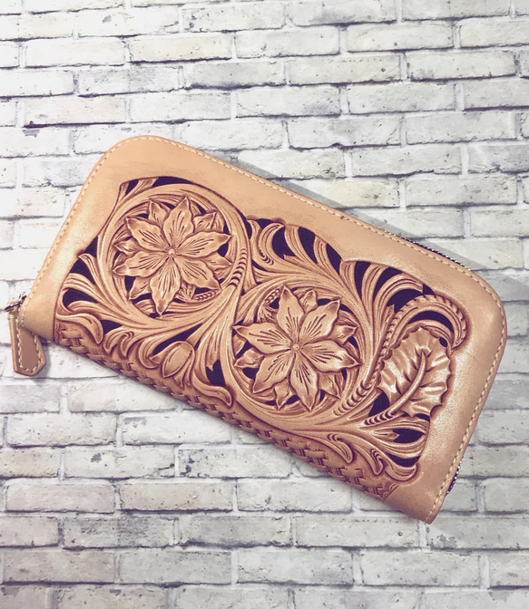 marie/レザーカービング/ロングウォレット/長財布/革財布 長財布 marie