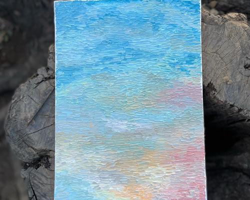 油絵】【原画】氷の大地、炎の水、砂の雪原 絵画 はちみつやよい