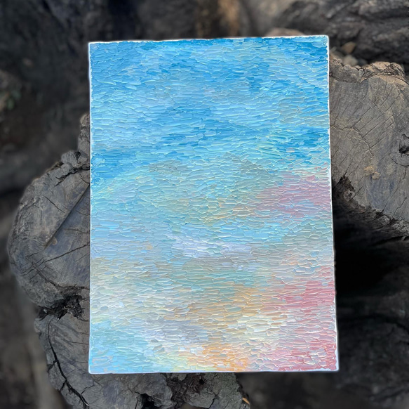 油絵】【原画】氷の大地、炎の水、砂の雪原 絵画 はちみつやよい