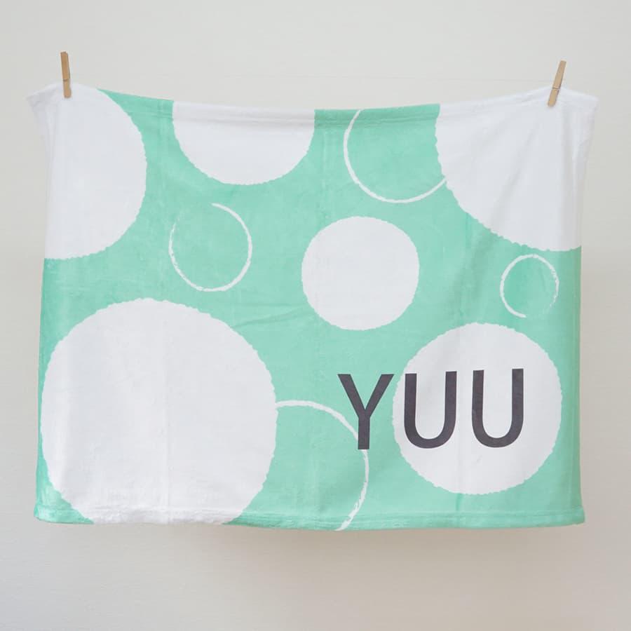 出産祝い 女の子 名前入りブランケット ドット・ミント