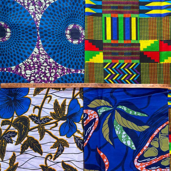 ハギレセット＊5枚組  生地  アフリカ布 アフリカン 小物作り ハンドメイド 手作り 手芸用品 布 a121002 2枚目の画像