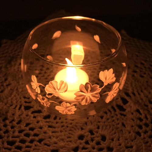 トールペイント。LEDろうそく。桜。 こもっ