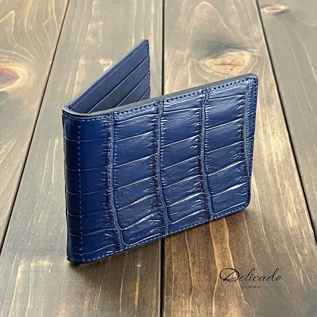 藍染 クロコダイル マネークリップ 藍 マネークリップ CUERO