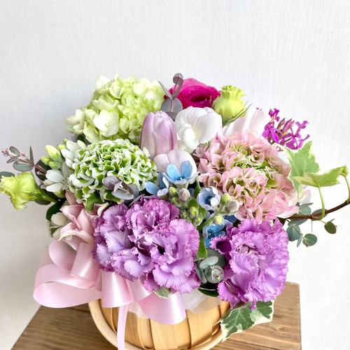 生花】フラワーアレンジメント 花材おまかせ♪春色ミックス