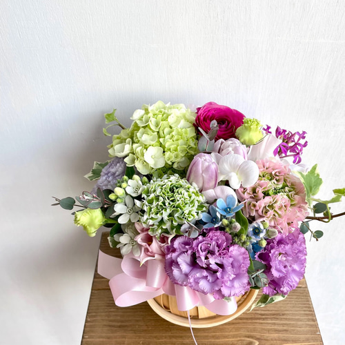 生花】フラワーアレンジメント 花材おまかせ♪春色ミックス