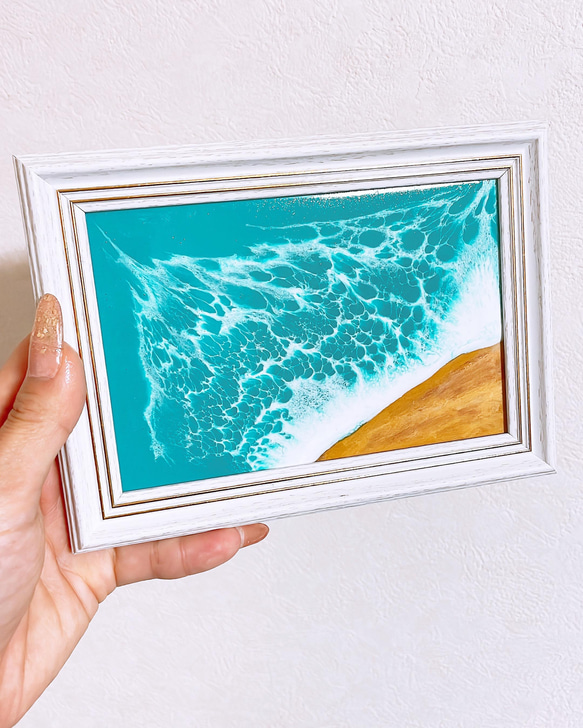 大人気海のアートパネル、波アートパネル、波の置物、大人気エポキシレジン、海レジン、海のアート、海のプレゼントです 2枚目の画像