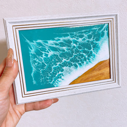 大人気海のアートパネル、波アートパネル、波の置物、大人気エポキシレジン、海レジン、海のアート、海のプレゼントです 1枚目の画像