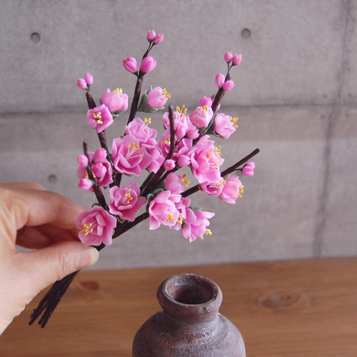 ◇粘土のお花◇ 桃 壺 M645 アートフラワー Old-Fantasy 通販 ◇粘土のお花◇ 桃 壺 M645 アートフラワー Old-Fantasy 通販