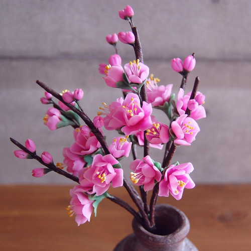 ◇粘土のお花◇ 桃 壺 M645 アートフラワー Old-Fantasy 通販