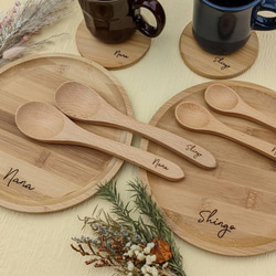 木製食器セット（お皿・スプーン・コースター・ティースプーン） 【4点set】 6枚目の画像
