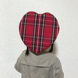 赤チェックのハートのベレー帽 ベレー帽・ハンチング OCOTO 通販