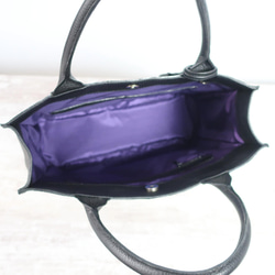 ラポッシュトートbag(M)☆彡ブラック・シュリンクレザー・受注製作・お色違いも対応可能です 7枚目の画像