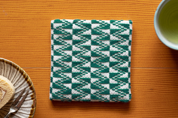 【mominoki yarn × だんだん】 こぎんミニマット・フィンウール・Ever Green / 柄2 1枚目の画像