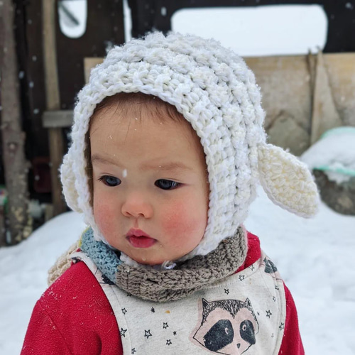こどもヒツジ帽子 ボンネット 1-3歳 帽子(ベビー・キッズ) Karin