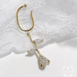 新作　ゴールド　ゆらりのバラ　フラワー　イヤカフ　　イヤーカフ　ear cuff 3枚目の画像