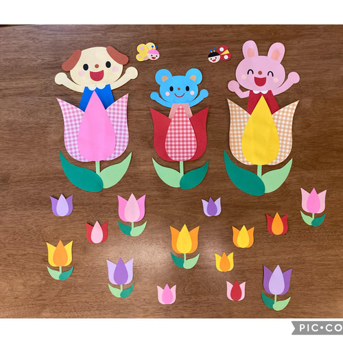 チューリップ 春 壁面飾り 壁面 新年度 新学期 入学式 入園式 ウォール