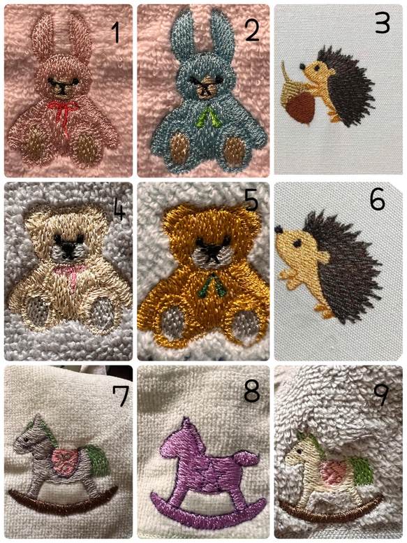 ３枚セットお名前andワンポイント刺繍のハンドタオル　卒園記念　入学お祝い　プレゼント 3枚目の画像