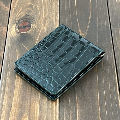 K販売。本革クロコダイル　無双ワニ　マネークリップ　JRA認定タグ有 クロコダイル 無双 マネークリップ ダーク グリーン
