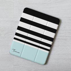 條子條紋併色名字 iPad Pro mini Air 3 4 6 10.5 10.9 11 12.9吋 翻蓋式筆槽保護套 第5張的照片