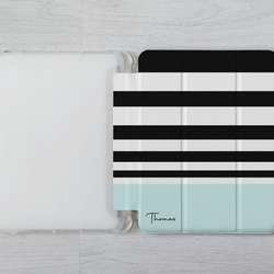 條子條紋併色名字 iPad Pro mini Air 3 4 6 10.5 10.9 11 12.9吋 翻蓋式筆槽保護套 第6張的照片
