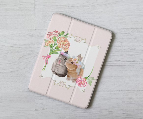 粉紅色兔子iPad Pro mini Air 3 4 6 10.5 10.9 11 12.9吋翻蓋式筆槽保護套 第1張的照片