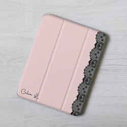 粉紅蕾絲加名字 iPad Pro mini Air 3 4 6 10.5 10.9 11 12.9吋 翻蓋式筆槽保護套 第5張的照片