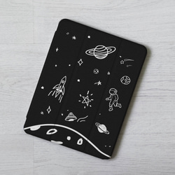 黑白太空星球宇宙iPad Pro mini Air 3 4 6 10.5 10.9 11 12.9吋翻蓋式筆槽保護套 第1張的照片