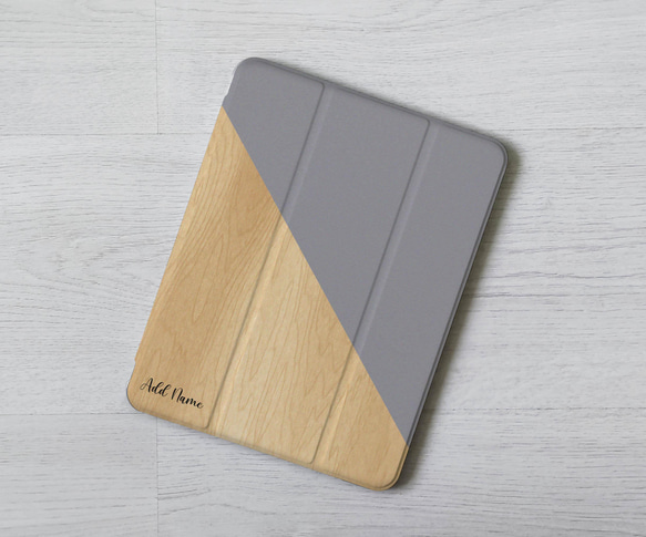 灰色 木紋 加名字 翻蓋式筆槽保護套 iPad Pro mini 6 Air 4 10.2 10.5 10.9 11吋 第5張的照片
