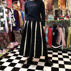 麻雀×ブラック　ミックスフレアロングスカート 2枚目の画像
