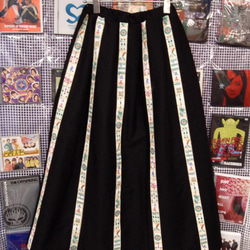 麻雀×ブラック　ミックスフレアロングスカート 1枚目の画像