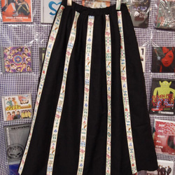 麻雀×ブラック　ミックスフレアロングスカート 4枚目の画像