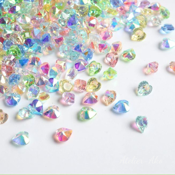 50個＊mix セット クリスタル ジュエリー カラフル ハート ジュエリー