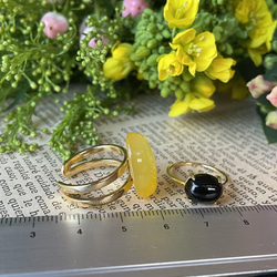 【2点セット販売】菜の花畑　yellowagate × Blackonyx ring ミモザ 13枚目の画像