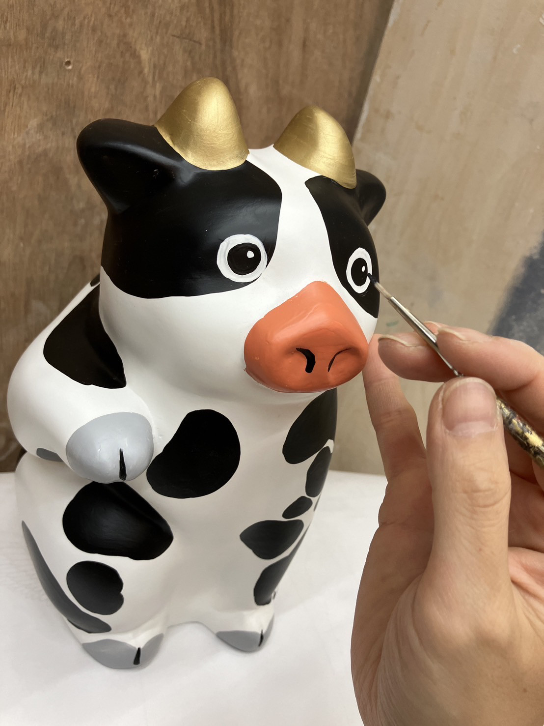 招き牛　☆限定10体☆　招き猫　縁起物　牛白