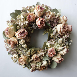 ユーカリと薔薇のリース　ドライフラワーリース 8b89ba551b5fd1923c5a66828c493b