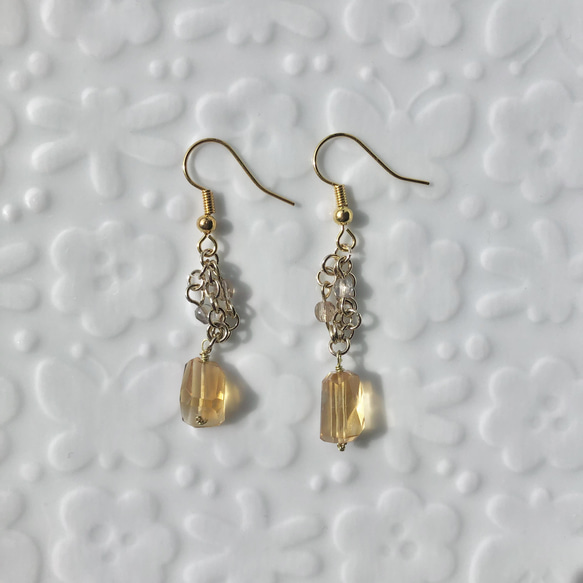 No.146 】シトリンのピアス ピアス（フック・チェーン） ahm earrings 