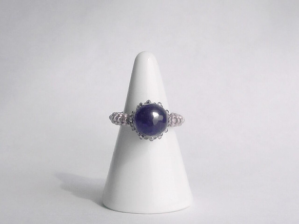 大號紫水晶蕾絲玻璃戒指 第4張的照片