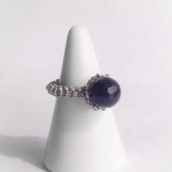 大號紫水晶蕾絲玻璃戒指 第3張的照片